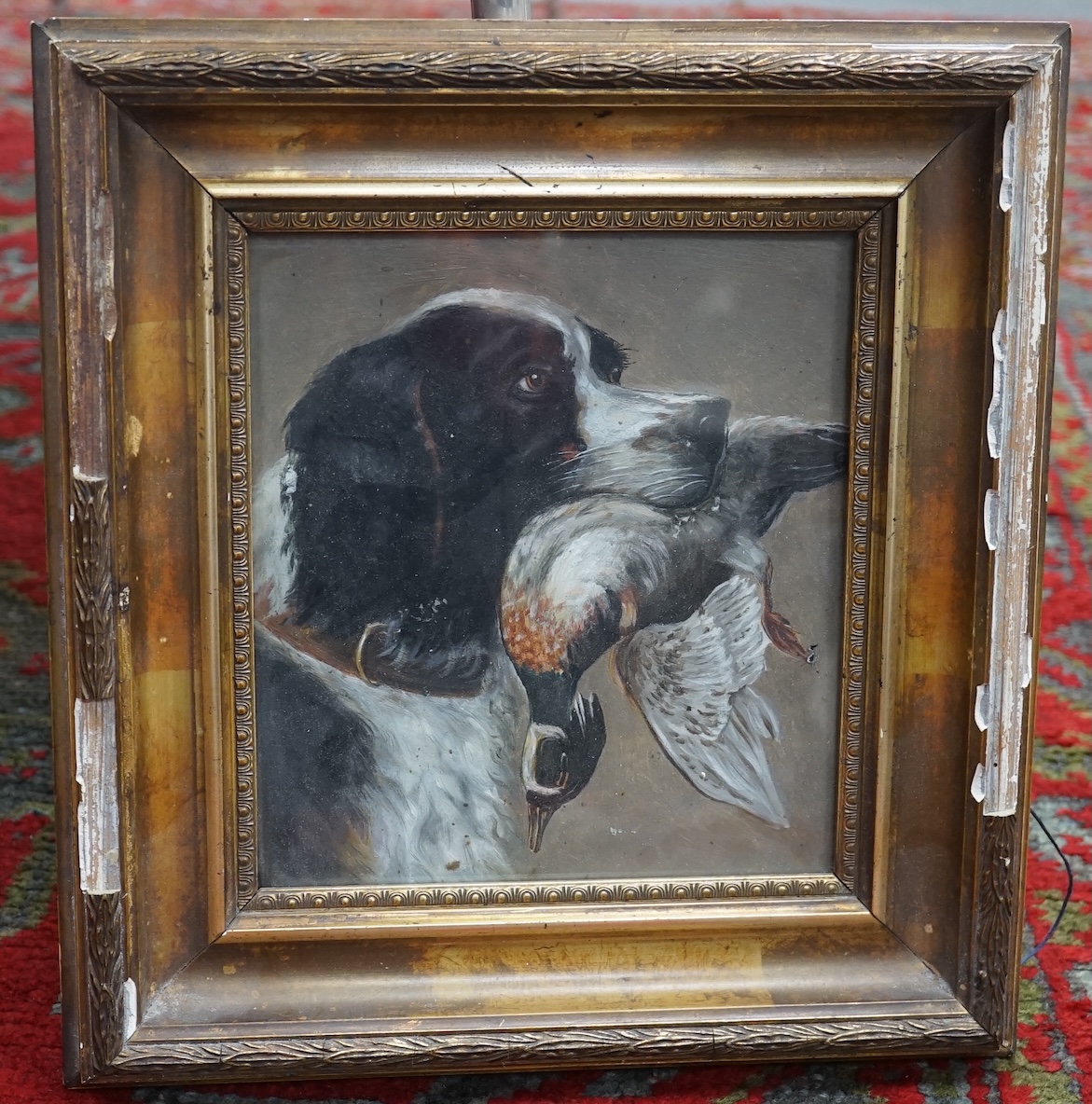 Early 20th century, English School, Study of a gun dog and game, unsigned, 22 x 20cm. Condition - fair to good